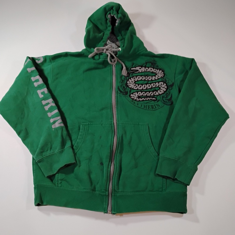 Wizarding World of Harry Potter Unisex Kids XS Green Slytherin Zip Up Hoodie